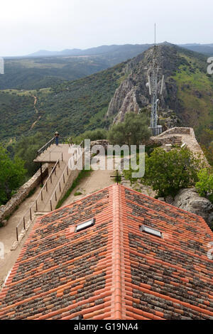 Vue du château en ruine, à penafalcon Monfragüe, parc national Monfrague, Caceres Estrémadure, Espagne Banque D'Images