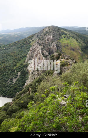 Vue du château en ruine, à penafalcon Monfragüe, parc national Monfrague, Caceres Estrémadure, Espagne Banque D'Images