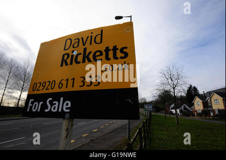 Propriété à vendre à Cardiff au Pays de Galles UK Signes Banque D'Images