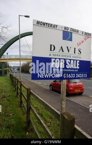 Propriété à vendre à Cardiff au Pays de Galles UK Signes Banque D'Images