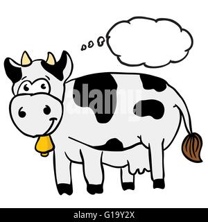 Vache avec bulle pensée cartoon Illustration de Vecteur