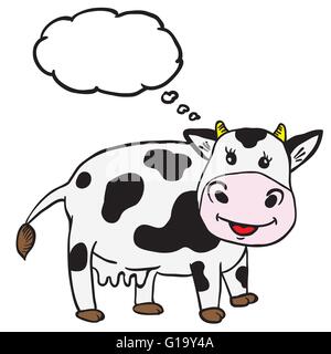 Cute vache avec bulle pensée cartoon Illustration de Vecteur