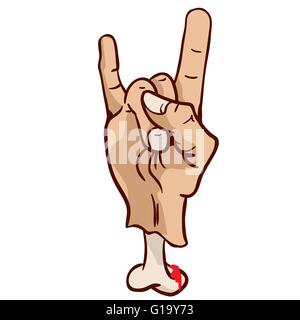 Rock and Roll devil horns part signer avec os sanglant Illustration de Vecteur