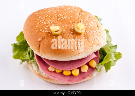 Sandwich pour enfants sur fond blanc Banque D'Images