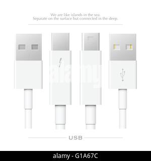 Les périphériques externes câble interface isolé sur fond blanc. vector, Thunderbolt Display Port PCI Express et conception d'icônes Illustration de Vecteur