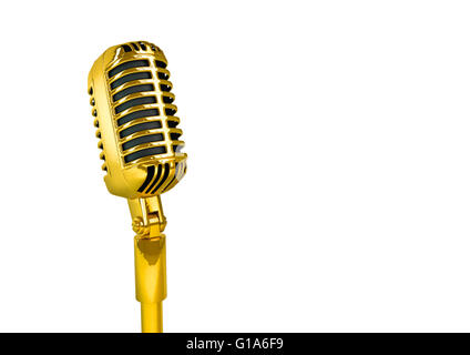 Or rétro / microphone 3D render of old fashioned microphone classique Banque D'Images