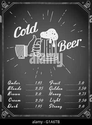 Thumbs up'icône Symbole avec craft beer mug Illustration de Vecteur