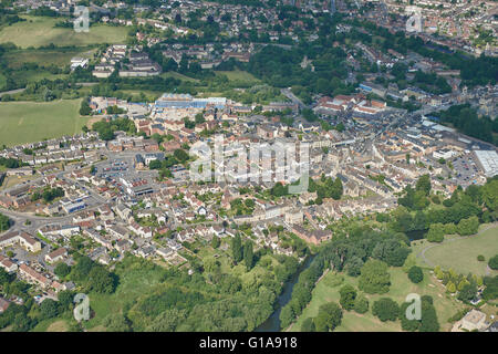 Une vue aérienne du centre de Chippenham, une ville de marché dans le Wiltshire