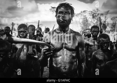 Le Groupe Marche Baiyer en Mt Hagen, Papouasie Nouvelle Guinée Banque D'Images