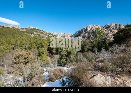 Vues de la Pedriza de Canto Cochino, dans le parc national des montagnes de Guadarrama, Madrid, Espagne Banque D'Images