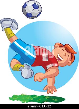 Vector illustration d'un jeu de football boy Kicking the ball Illustration de Vecteur