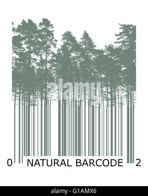 Code barre de produit naturel concept avec silhouettes d'arbres Banque D'Images