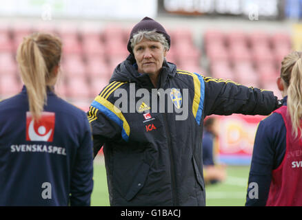 PIA SUNDHAGE football l'entraîneur de l'équipe nationale suédoise Banque D'Images