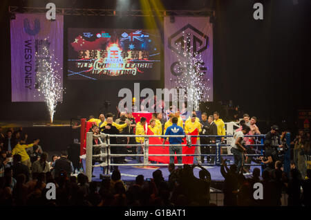 Sydney, Australie - 18 juillet 2015 : la Chine contre l'Australie monde Ligue des combats ont eu lieu à Sydney le 18 juillet dernier, à l'Entertainment Centre (Qantas Credit Union Arena) Banque D'Images