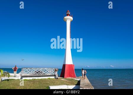 Le district de Belize, BELIZE, Belize City, Fort Saint George et Baron Bliss lighthouse Memorial Banque D'Images