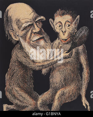 1874 caricature de Charles Darwin comme un singe. Darwin (1809 - 1882), naturaliste britannique, a soutenu la théorie de la sélection naturelle dans son livre 'Origine des espèces' (1859). Bien qu'il n'était pas le premier à suggérer l'idée d'évolution, il a été le premier à prouver avec une étude scientifique et de l'argumentation. Banque D'Images