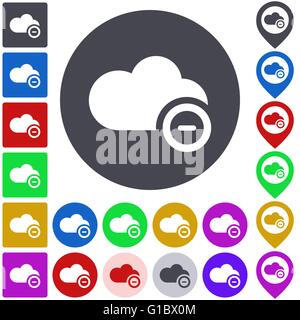Supprimer la couleur d'un nuage icon set Illustration de Vecteur