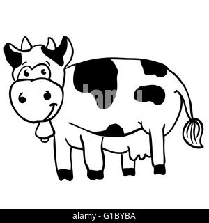 Vache noir et blanc simple cartoon Illustration de Vecteur