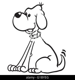 Simple noir et blanc dessin animé chien Illustration de Vecteur