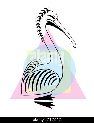 Oiseau Pelican, vector illustration, signe. logo . plate, dessiner à main Illustration de Vecteur