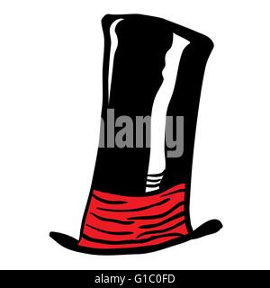 Haut noir avec chapeau foulard rouge cartoon doodle isolated on white Illustration de Vecteur