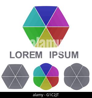 Logo hexagonal coloré vector set Illustration de Vecteur