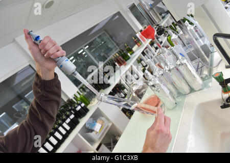 Les tests de contrôle de la qualité du vin in laboratory Banque D'Images