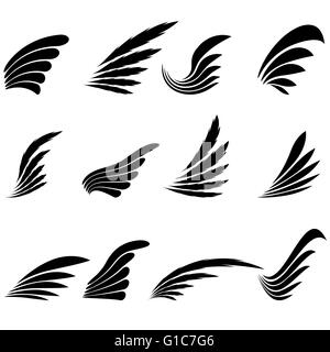 Icônes des ailes isolé sur fond blanc Banque D'Images