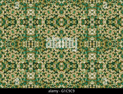 Collage numérique et photo manipulation technique style Boho floral stylisé seamless pattern design géométrique en vert et mixte Banque D'Images