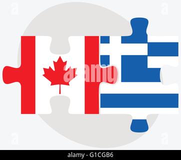 Image vectorielle - Le Canada et la Grèce drapeaux dans puzzle isolé sur fond blanc Illustration de Vecteur