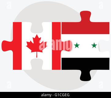 Image vectorielle - Le Canada et la Syrie drapeaux dans puzzle isolé sur fond blanc Illustration de Vecteur