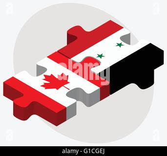 Image vectorielle - Le Canada et la Syrie drapeaux dans puzzle isolé sur fond blanc Illustration de Vecteur