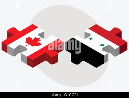 Image vectorielle - Le Canada et la Syrie drapeaux dans puzzle isolé sur fond blanc Illustration de Vecteur