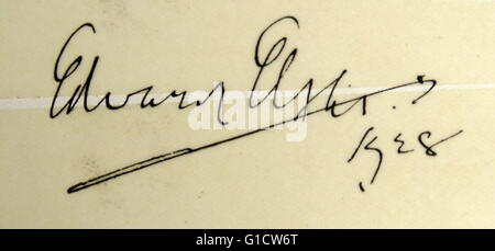 La signature de sir Edward William Elgar, 1 baronnet (1857-1934), un compositeur anglais. En date du 20e siècle Banque D'Images