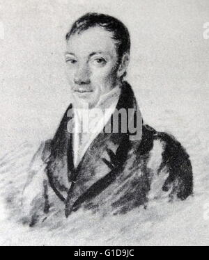 Robert Owen par Auguste Hervieu 1829. Robert Owen (1771 - 1858) ; Welsh réformateur social et l'un des fondateurs de le socialisme utopique et le mouvement coopératif Banque D'Images