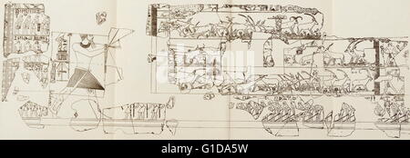 Scène de chasse, de l'Égypte ancienne ; cinquième dynastie, début 25e siècle avant J.-C.. Banque D'Images