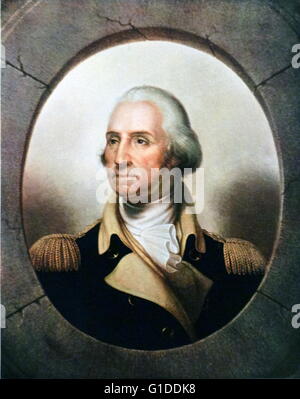 Portrait de George Washington (1723-1799) Premier Président des États-Unis, commandant en chef de l'armée continentale et sur des pères fondateurs des États-Unis. Peint par Rembrandt Peale (1778-1860) artiste américain et museum keeper. En date du 18e siècle Banque D'Images