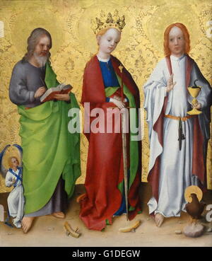 La peinture intitulée "Matthieu saints, Catherine d'Alexandrie et Jean l'Évangéliste' par Stefan Lochner (1400-1451) peintre allemand. En date du 15e siècle Banque D'Images