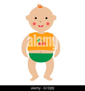 Bébé cartoon permanent. Laughing baby debout en t-shirt et pantalon. Cartoon illustration illustration pour bébé Banque D'Images