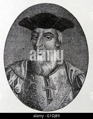 Vasco da Gama, premier comte de Vidigueira, (ch. 1460s - 1524)explorateur portugais. Il a été le premier Européen à atteindre l'Inde par la mer, reliant l'Europe et l'Asie pour la première fois par route maritime, ainsi que l'Atlantique et l'océan Indien entièrement et définitivement, et de cette façon, l'Occident et l'Orient. Cela a été accompli lors de son premier voyage en Inde (1497-1499). Banque D'Images