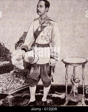 Le roi Chulalongkorn, Rama V (1853-1910). Le roi du Siam (Thaïlande) membre de la Maison Royale de Chakri, connu pour la modernisation de Siam durant son règne à partir de 1868-1910. Banque D'Images