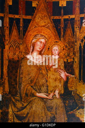 Tableau représentant la reine de Sienne par Simone Martini (1284-1344) un peintre italien né à Sienne. En date du 12e siècle Banque D'Images