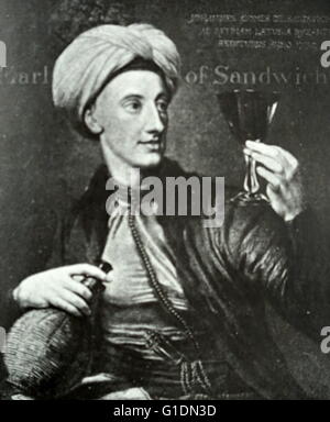 Portrait de John Montagu, 4e Comte de Sandwich (1718-1792) un homme d'État britannique. En date du 18e siècle Banque D'Images