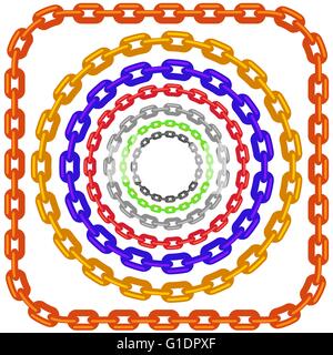 Ensemble d'images colorées cercle isolé de la chaîne Illustration de Vecteur