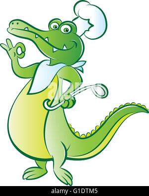 Vector illustration d'un cuisinier mascotte crocodile Illustration de Vecteur