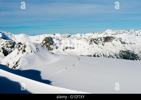 Europe, France, Haute Savoie, Rhône-Alpes, Chamonix, ski de randonnée au Col du du Passon Banque D'Images