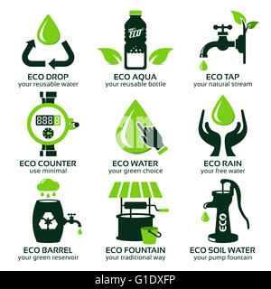 Télévision icon set for green eco l'eau, l'ombre portée contient des transparents, eps10 Banque D'Images