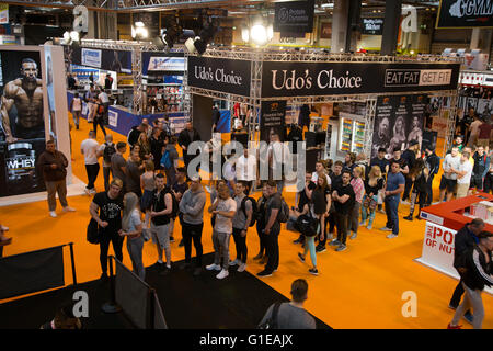 Birmingham, UK. 14 mai, 2016. Fans queue pour répondre à leurs héros de remise en forme à l'BodypowerExpo Crédit : Steven re/Alamy Live News Banque D'Images