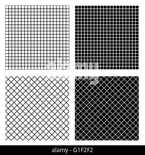 Grille, textures mesh. Ensemble de modèles monochromes reproductible, origines. Illustration de Vecteur