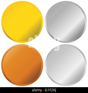 Or, argent, bronze et platine, badges, boutons joints Illustration de Vecteur